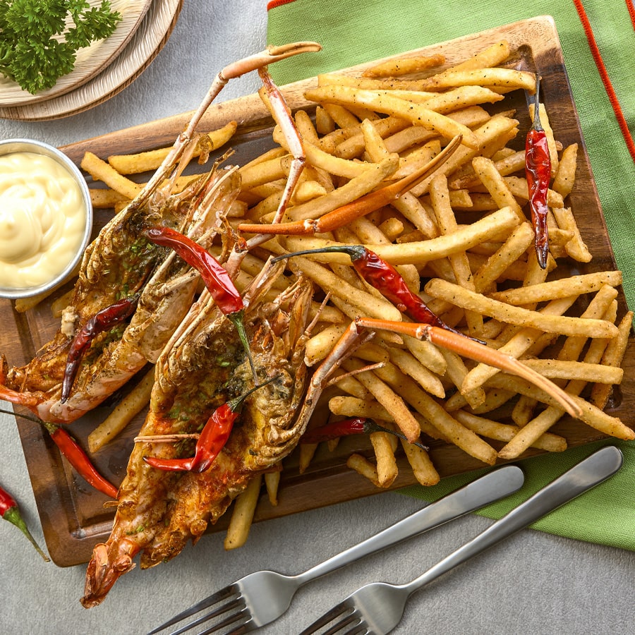 케이준 후라이 & 새우 구이