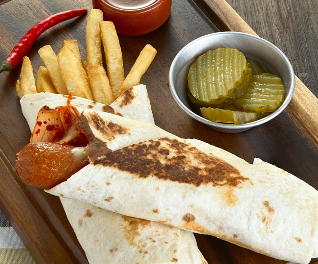 FRIES AND SAUSAGES WRAPS